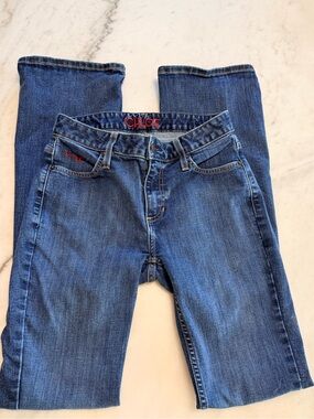 Kimes‎ Ranch Chloe Blue Straight-Leg Jeans with Red Embroidery